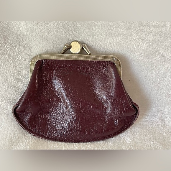Vintage genuine leather kiss lock 2 side purse wallet burgundy, wine, color - Picture 2 of 7
